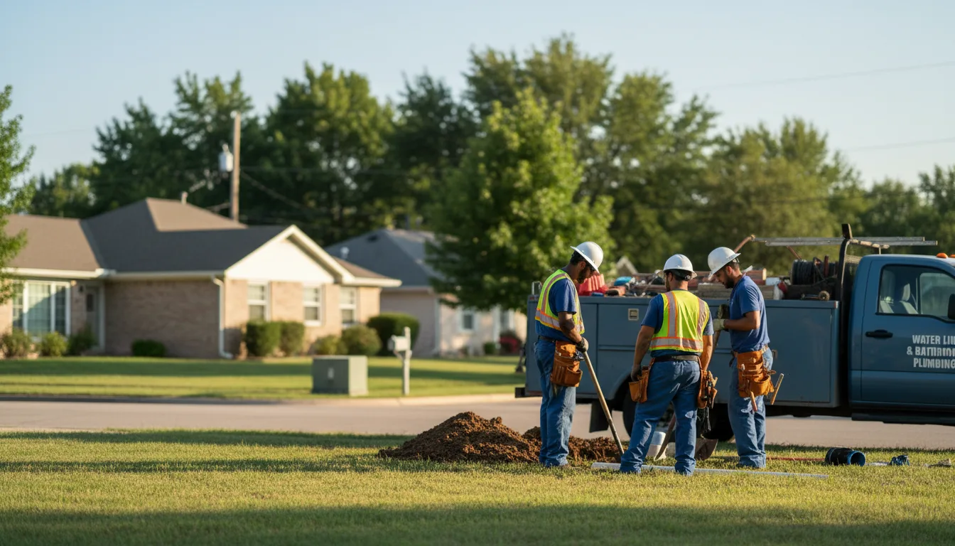 Residential water line and bathroom plumbing service in Aline, OK